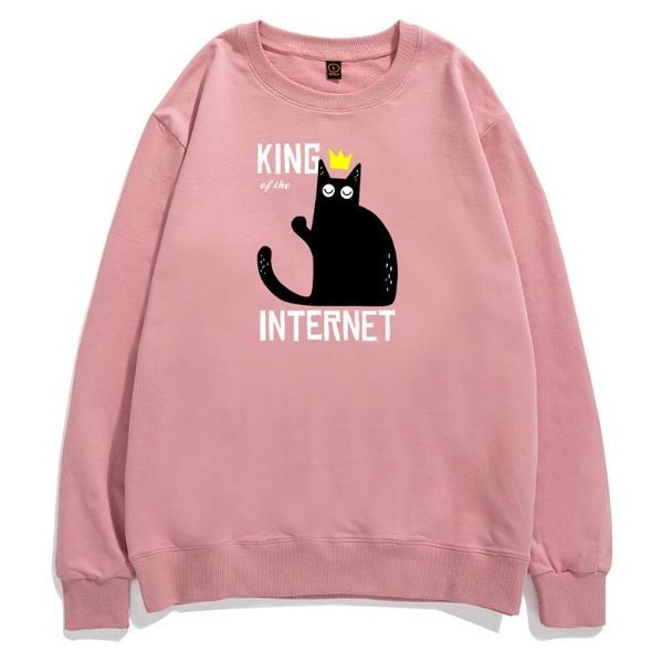 

men's hoodies & sweatshirts king of the internet black cat mens hip hop fashion pullovers cotton vintage men cartoon loose sweatshirt