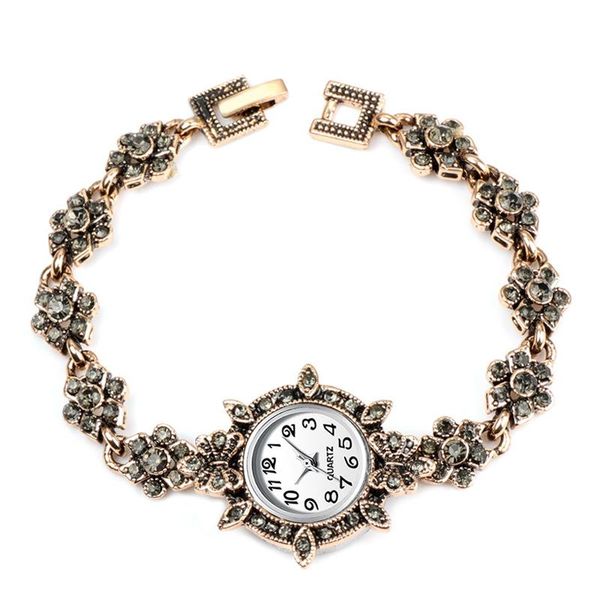 

wristwatches brand women ancient gold bracelet luxury watches grey rhinestone ladies quartz wristwatch casual dress colck, Slivery;brown
