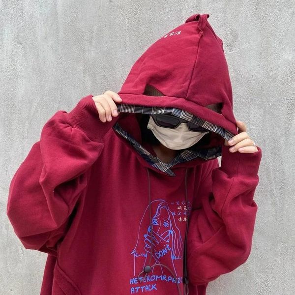 

women's hoodies & sweatshirts qweek kawaii hoodie women emo red graphic punk sweatshirt japanese fall 2021 fashion long sleeve goth alt, Black