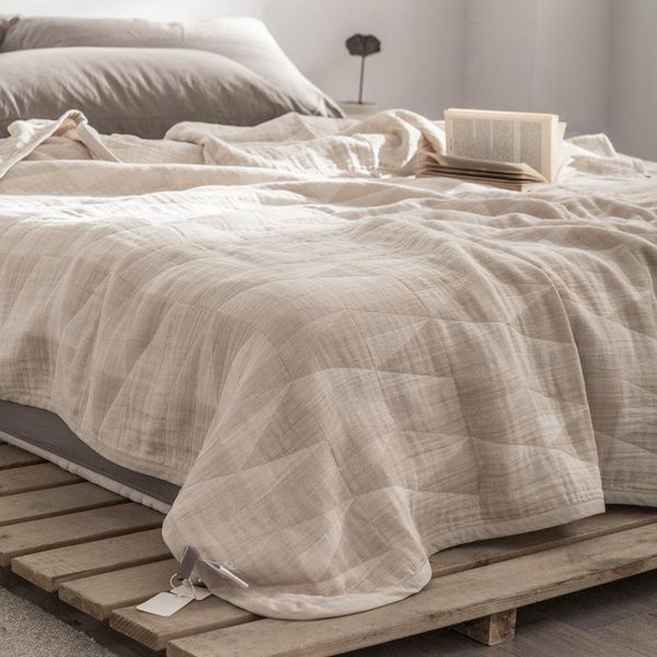 

blankets single double sofa bed air conditioning blanket bedspread cotton gauze soft muslin throw triangle summer