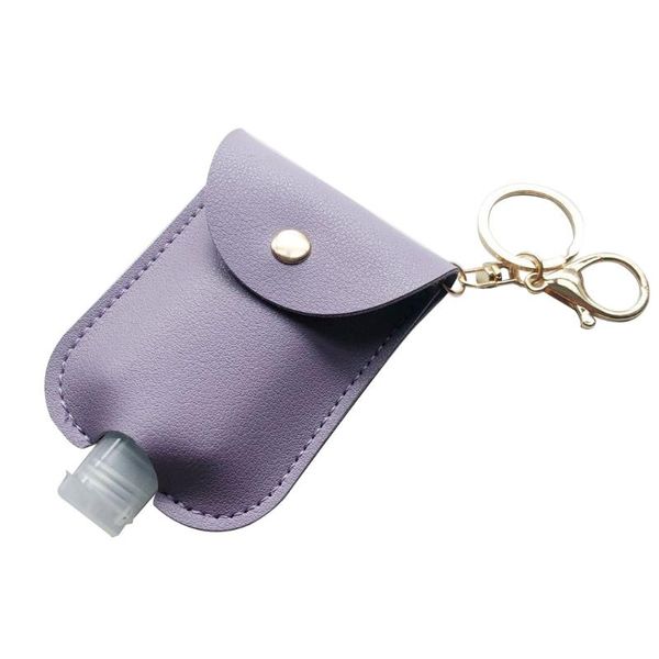 

storage bottles & jars empty bottle pu leather hand sanitizer keychain holder refillable travel carriers with flip cap reusable 30ml