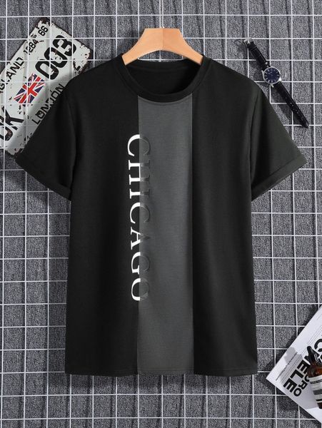 

men colorblock letter graphic tee g56l#, White;black