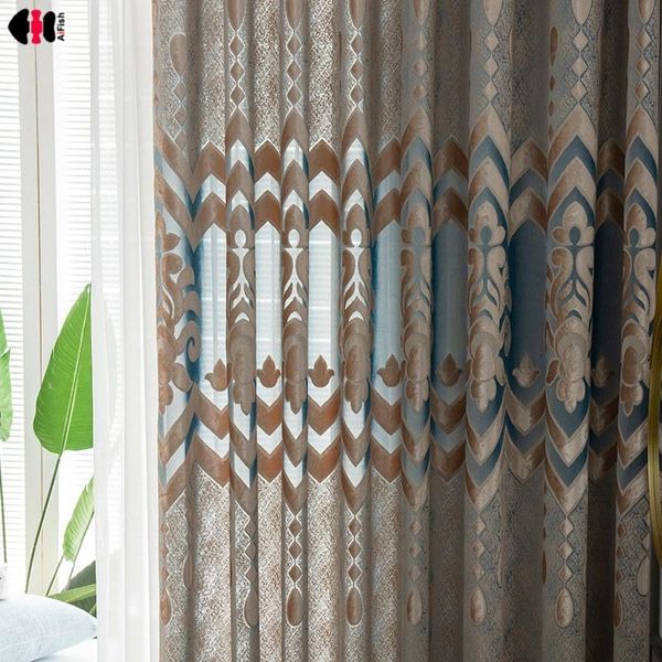 

curtain & drapes european luxury embroidered curtains for living room jacquard chenille french window decoration zh224d