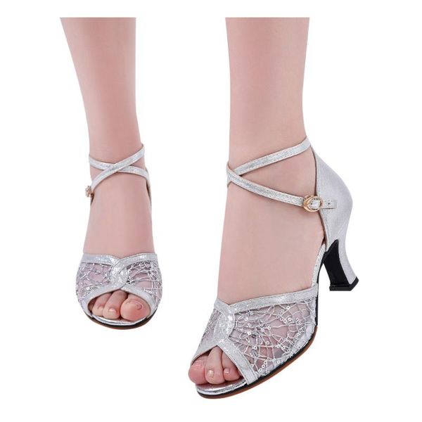 

womail ballroom dance sandals high heels women open toes rumba waltz prom latin strap buckle shoes, Black