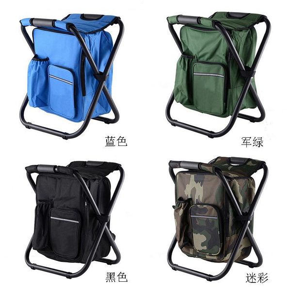 

camp furniture multifunctional folding chair portable ice bag stool with thermal insulation backable fishing beach lightweight outd