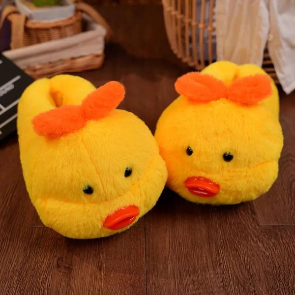 

slippers cartoon duck couples non-slip furry slides for women lovely comfor casual house fashion flat light plush shoes, Black