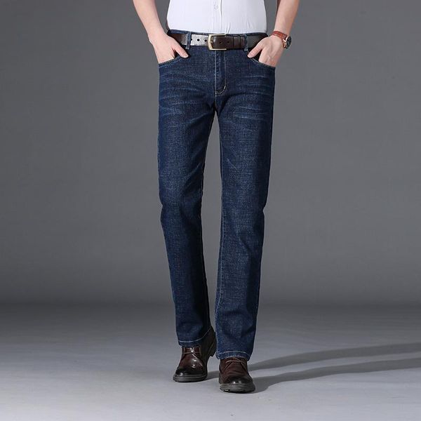

men's jeans 2021 men's business straight casual denim pants classic brand spring autumn cotton trousers male large size, Blue