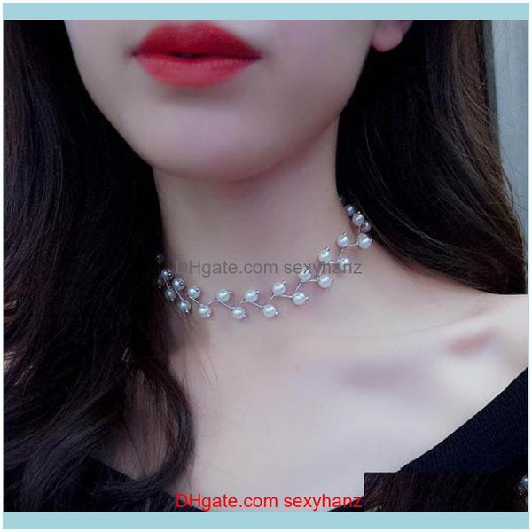 

jewelrypearl clavicle choker simple short necklace for women gold sier color necklaces & pendants jewelry charms collier femme chokers drop, Golden;silver