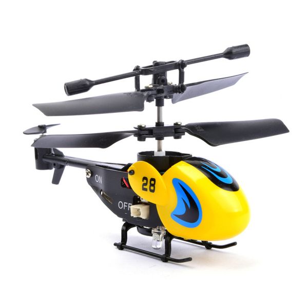 

2019 crash resistant 8cm cute ultra Mini 2 channel 3.5 channel RC Helicopter Aircraft drone with led Light gyro Toys kids gift, 2 channels yellow
