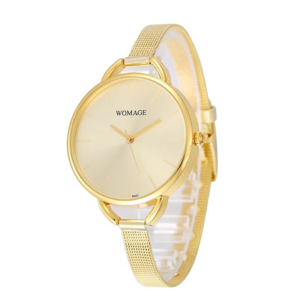

wristwatches simple watches women stainless steel bracelet dress ladies big dial clock bayan kol saati montre femme, Slivery;brown