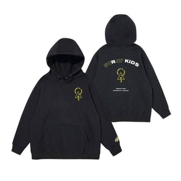 

women's hoodies & sweatshirts kpop straykids stray kids district 9 unlock concert same printing pullover fleece/thin sweatshirt pullo, Black