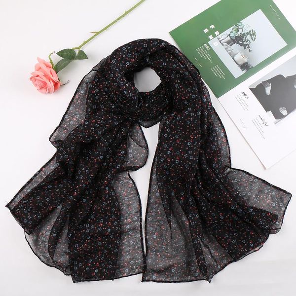 

scarves spring viscose scarf hijab small floral printed voile muslim hijabs women wrap headband 180x85cm, Blue;gray