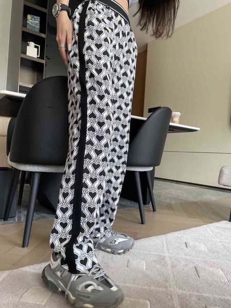 

casual pants love printed high waist slim women's 2021 summer loose thin versatile straight, Black;white