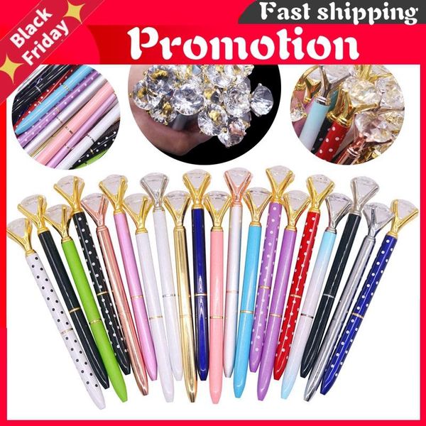 

ballpoint pens 20 pcs luxury crystal pen big diamond metal gift promotion student stationery office writing, Blue;orange