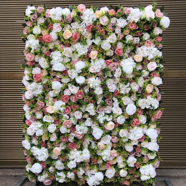 Painéis de parede artificiais painéis rosa rosa branco hortênsias e flores verdejantes gypsophila com evento gy857 grinaldas decorativas