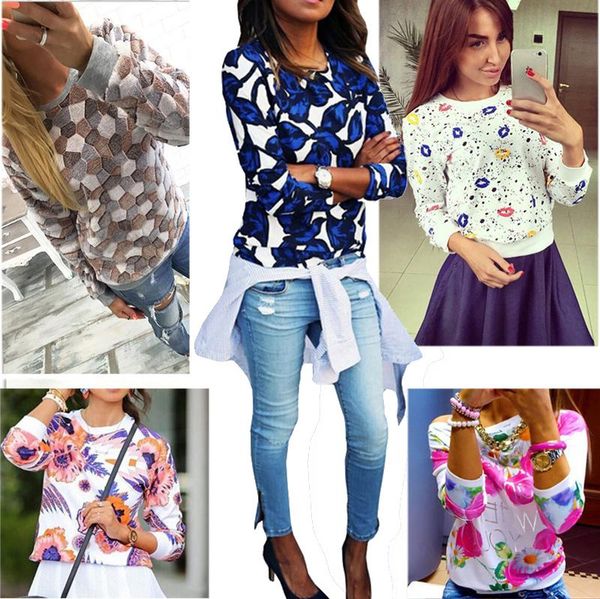 

women's t-shirt autumn winter women pullovers casual long sleeve t shirt keep warm floral lady slim female jumper, White