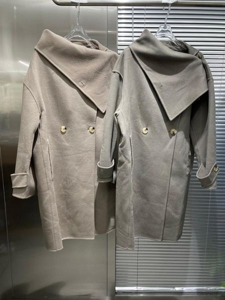 

women's wool & blends 2021 women fashion high-quality long-sleeved double-sided double-breasted woolen scarf coat jacket 1022, Black