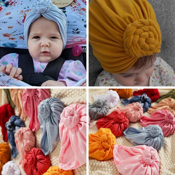 

solid color nwborn baby hat turban cute knotted soft boys girls beanies infant toddler cap bonnet caps & hats, Yellow