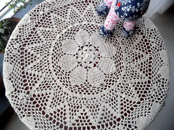 

fashion cotton crochet lace tablecloth for dinning table decor cover towel with cutout flower cloth