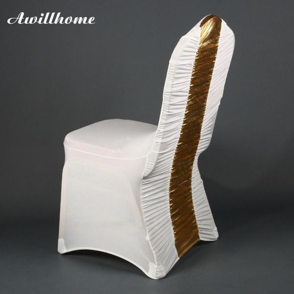 

chair covers 50pcs elegant spandex with gold back ruffle cover for wedding decor