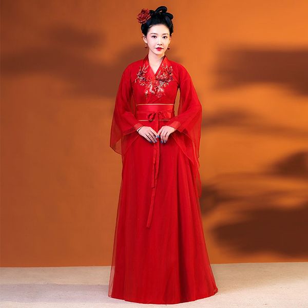 

traditional chinese hanfu women dress chinese cosplay robe dance set fairy costume clothing girls han chinese clothing 11972, Red
