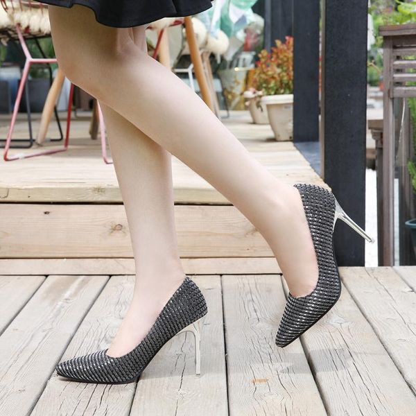 

dress shoes fashion leisure women basic pumps slip-on super high thin heels single spring autumm casual pointed toe ladies, Black