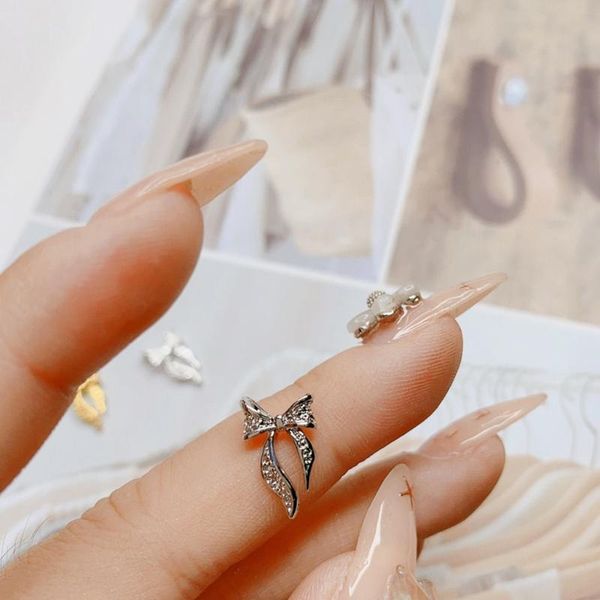 

nail art decorations j78d 20pcs 3d bow tie design slices alloy nails decals decoration for women girls, Silver;gold