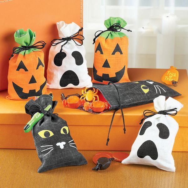 

10pcs shopping bags kids candy 3 styles halloween sack for children felt drawstring bag