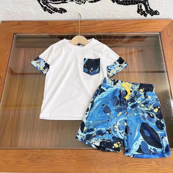 

children's clothing children sets 2022 new summer boys european and american boys short-sleeved suits sports shorts two-piece, White