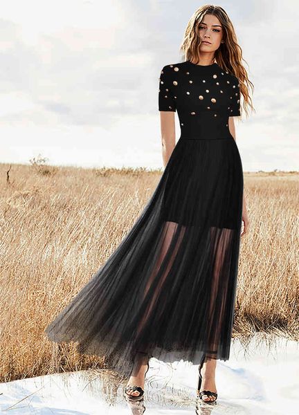 

two piece dress mesh design t-shirts + skirt pieces together autumn track elegang black es d203 suits, White