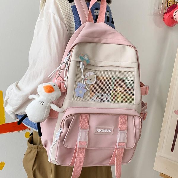 

backpack women kawaii waterproof travel mochila for girl school bag black nylon rucksack fashion female college bookbag