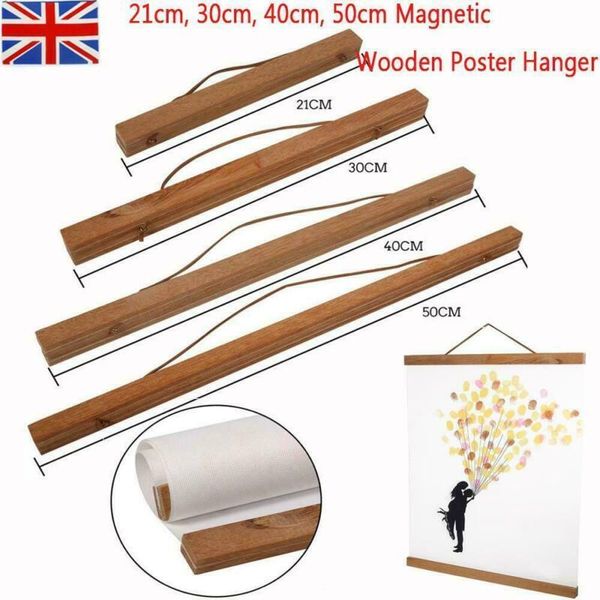 

frames 21/30/40/50/60cm magnetic wooden po frame wall poster scroll artwork hanger diy magnet hanging home decor shaft