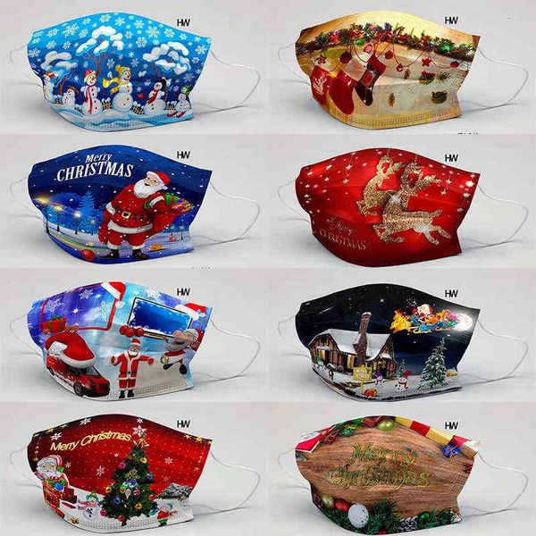 

christmas disposable face masks print decorate for men women xmas tree 3 layers nonwoven facemask anti-dust mouth cover party mask
