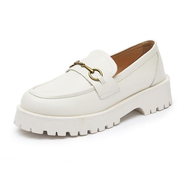 

dress shoes aiyuqi women loafer 2021 spring british style genuine leather ladies oxford metal buckle casual sneakers, Black