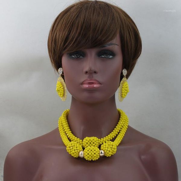 

earrings & necklace elegant yellow crystal bridal beads jewellery sets african wedding ceremony pendant gift set qw327, Silver