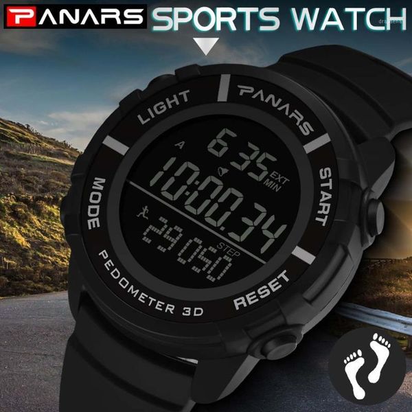 

male sports watch fashion waterproof running step counter men's electronic satch digital erkek kol saati wristwatches, Slivery;brown