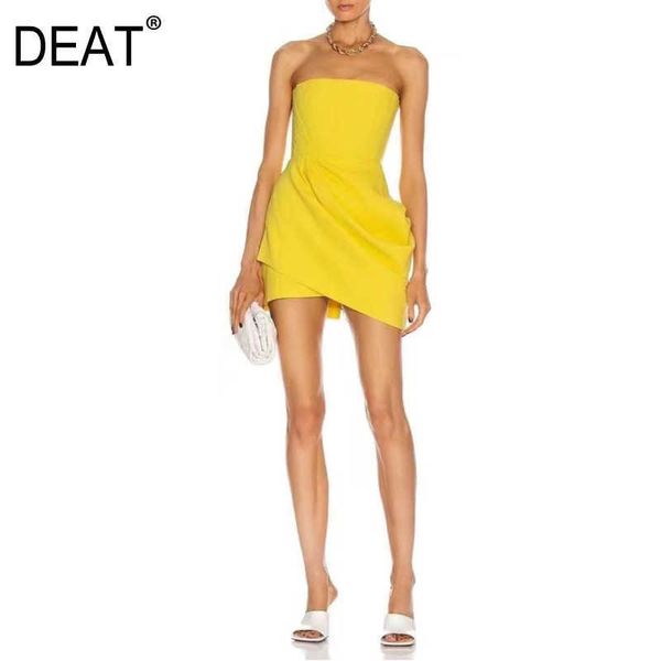 

[deat] summer fashion high waist sleeveless backless solid color temperament quality dress women 13q291 210527, Black;gray