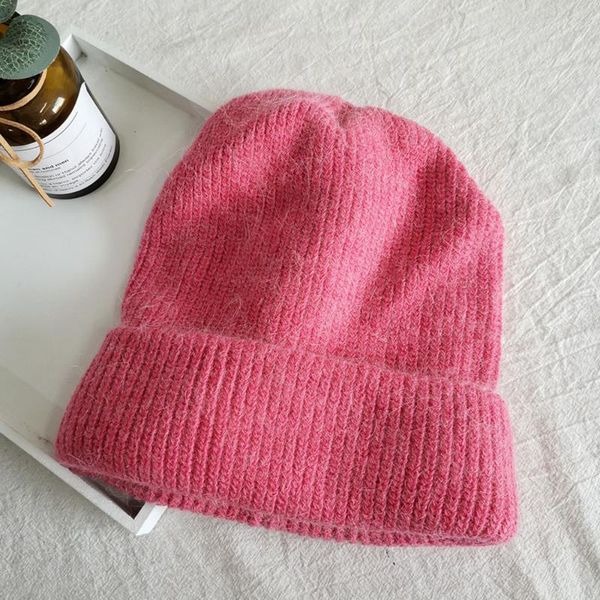 

beanie/skull caps 2021 women fashion knitted winter hat female warm fur beanie girls solid bonnet skullies beanies soft hats, Blue;gray