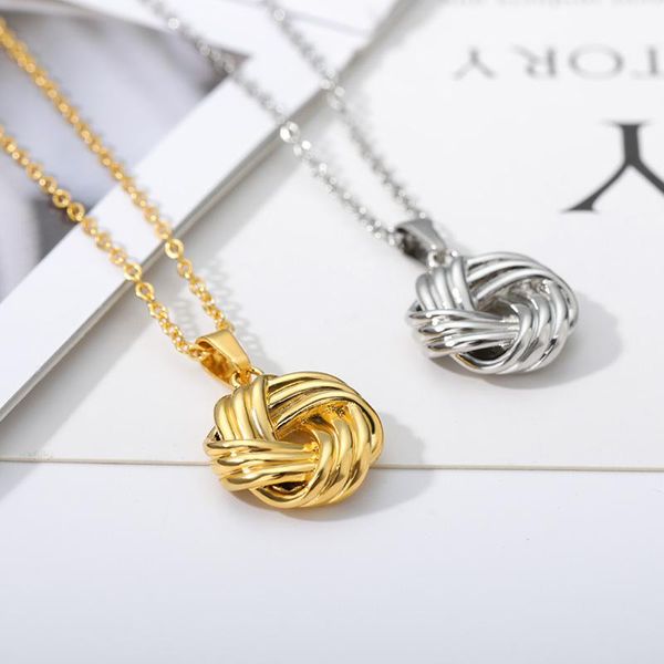 

pendant necklaces simple round knot pendants stainless steel couple necklace friendship forever friend gifts 2021 bff, Silver