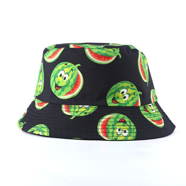 

new double face fisherman's hat with fruit pattern, Blue;gray