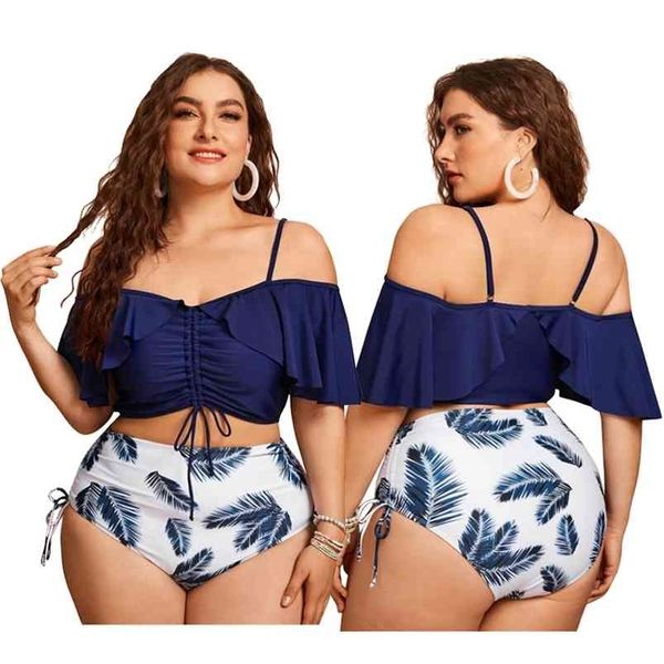 

women push up bikinis set swimwear plus size high waist swimsuit larges big plussize swimming suits bathing beachwear 210714, White;black