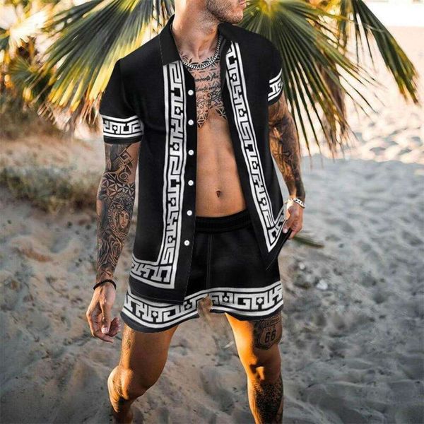 

t shirt spring men's shorts casual loose beach suit sleeve, White;black