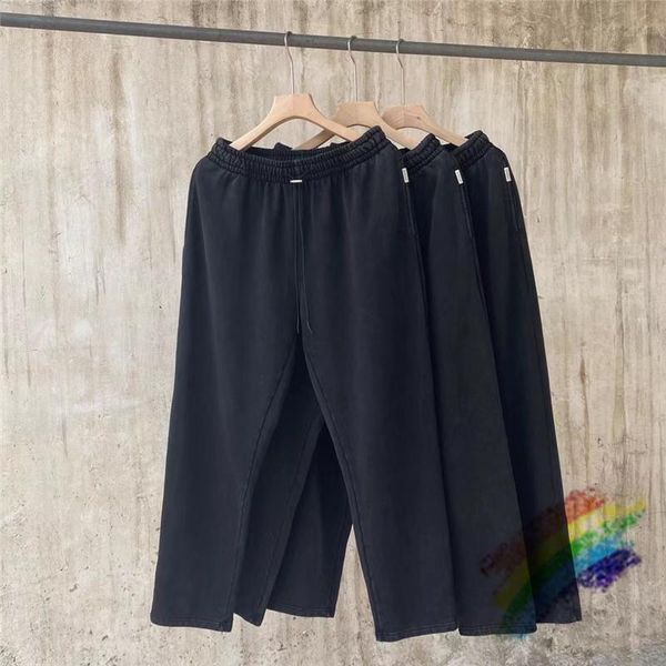 

men's pants washed represent sweatpants men women 1:1 quality vintage cross drawstring high street cargo overalls, Black