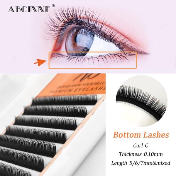 

abonnie black lower lashes premium individual eyelashes extension bottom tray silk soft natural cilios makeup false