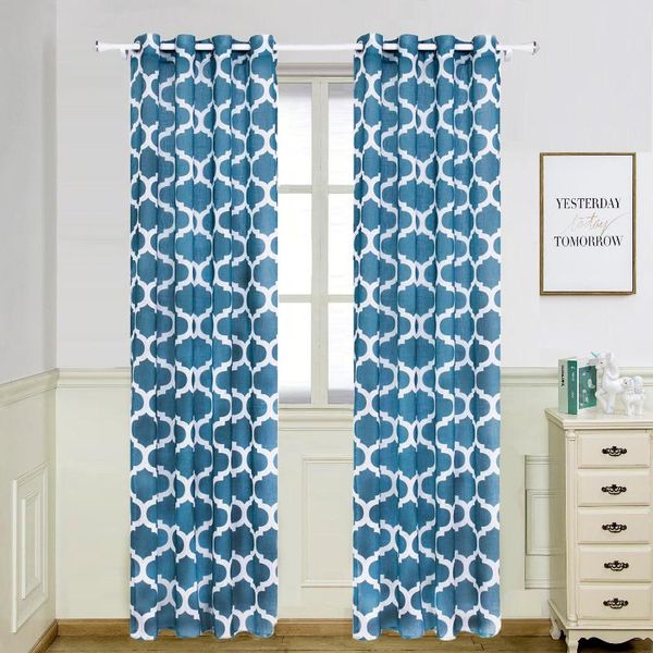 

linen moroccan printed curtains finished roman decoration for bedroom living room custom made curtain & drapes