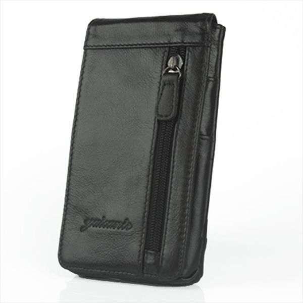 

men genuine leather waist bag cell mobile phone case card holder purse pouch hook belt skin cowhide fanny pack