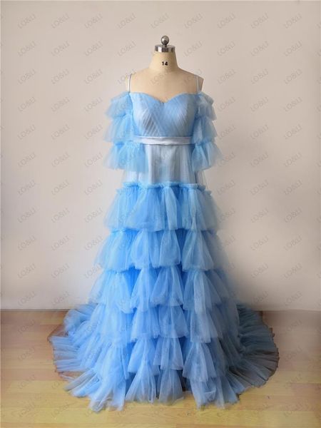 

women robe chic sky blue see thru maternity tulle baby-shower off shoulder long to pography vestido de mulher women's sleepwear, Black;red