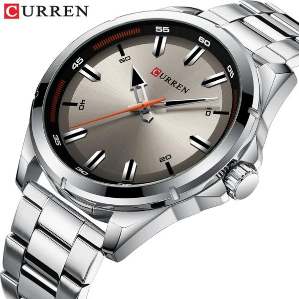 

wristwatches curren army military watch watches mens quartz business wristwatch clock classic steel band reloj hombres, Slivery;brown
