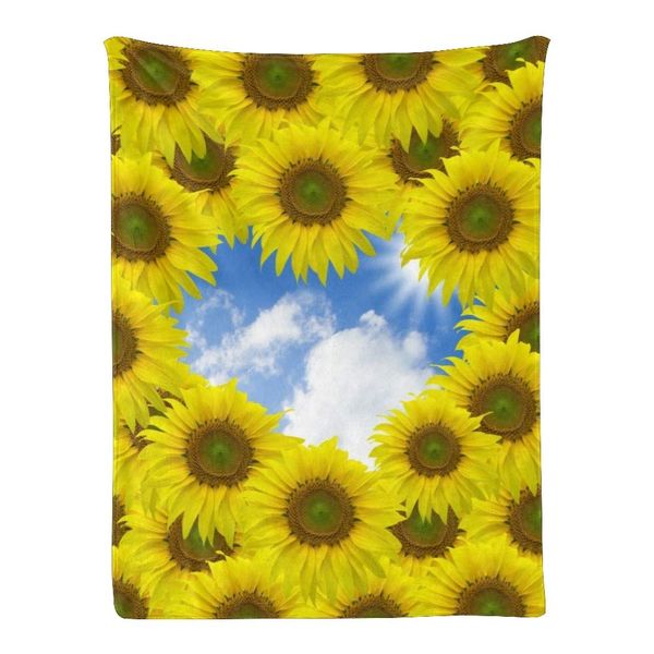 

Custom Super Soft Throw Blanket Fleece Blanket for Sofa Bed Gift Sunflower Blue Sky (30X40inch)