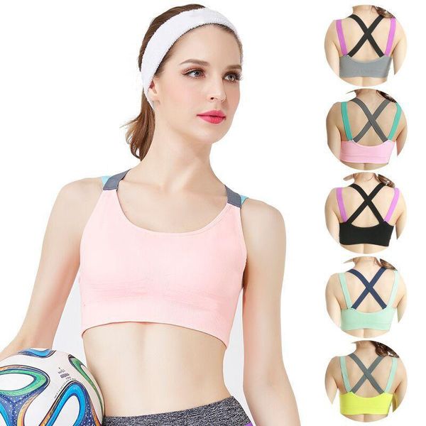 

ladies sports bra full cup breathable shockproof cross back push-up fitness female gym running jogging yoga outfit